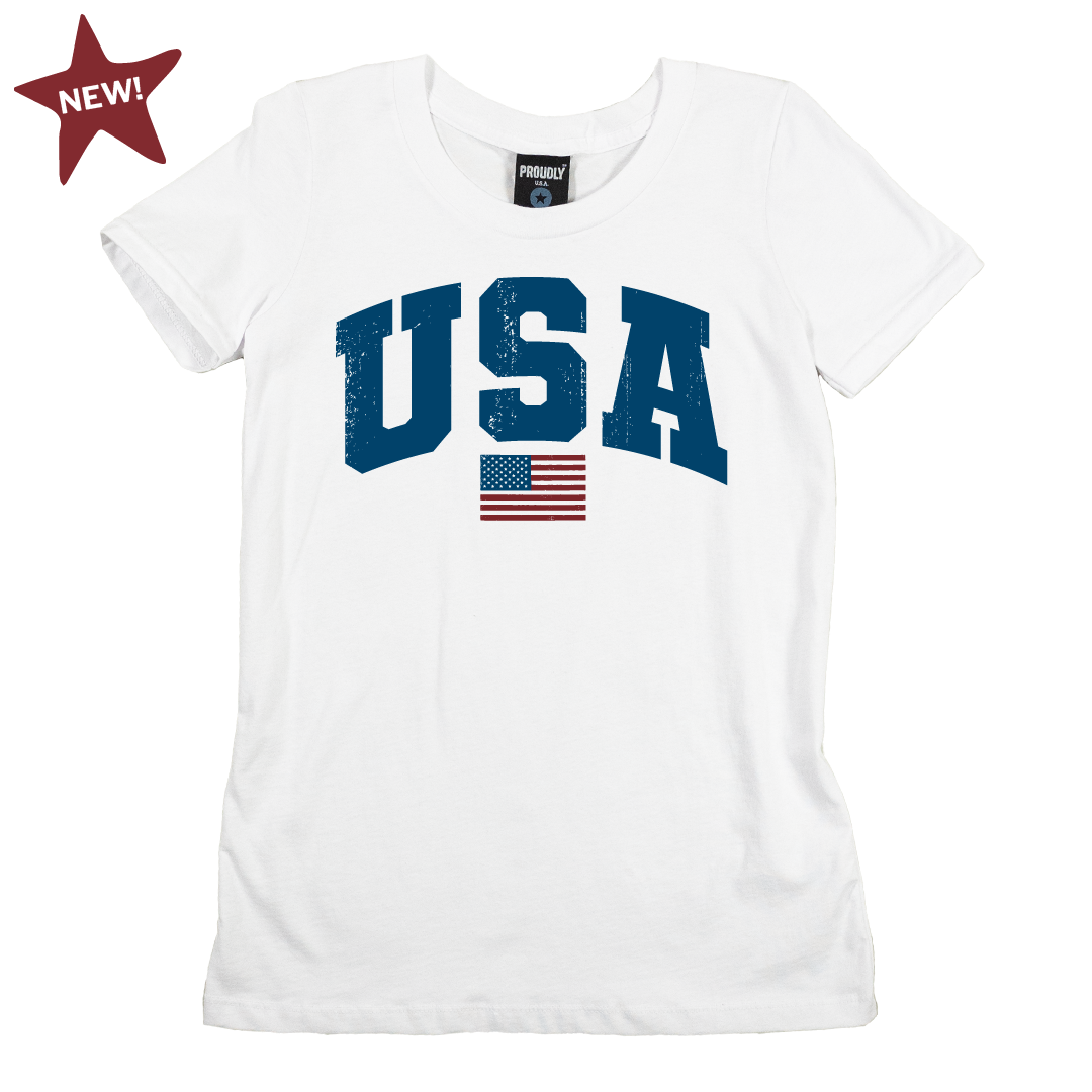 Team USA - Women's Cotton Crewneck T-Shirt (White)
