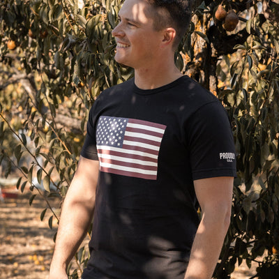 American Flag - Men's Cotton T-Shirt (Black)