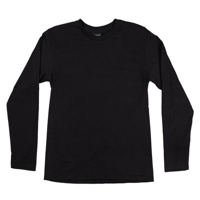 Black Long Sleeve 100% Cotton Tee - Made in USA