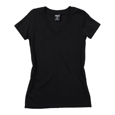 women's black v-neck 100% cotton t-shirt - made in USA