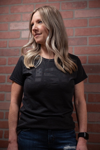 Patriotic USA - Women's TriBlend T-Shirt (Heather Black)