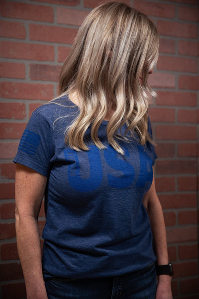Proudly USA - Women's TriBlend T-Shirt (Heather Denim)