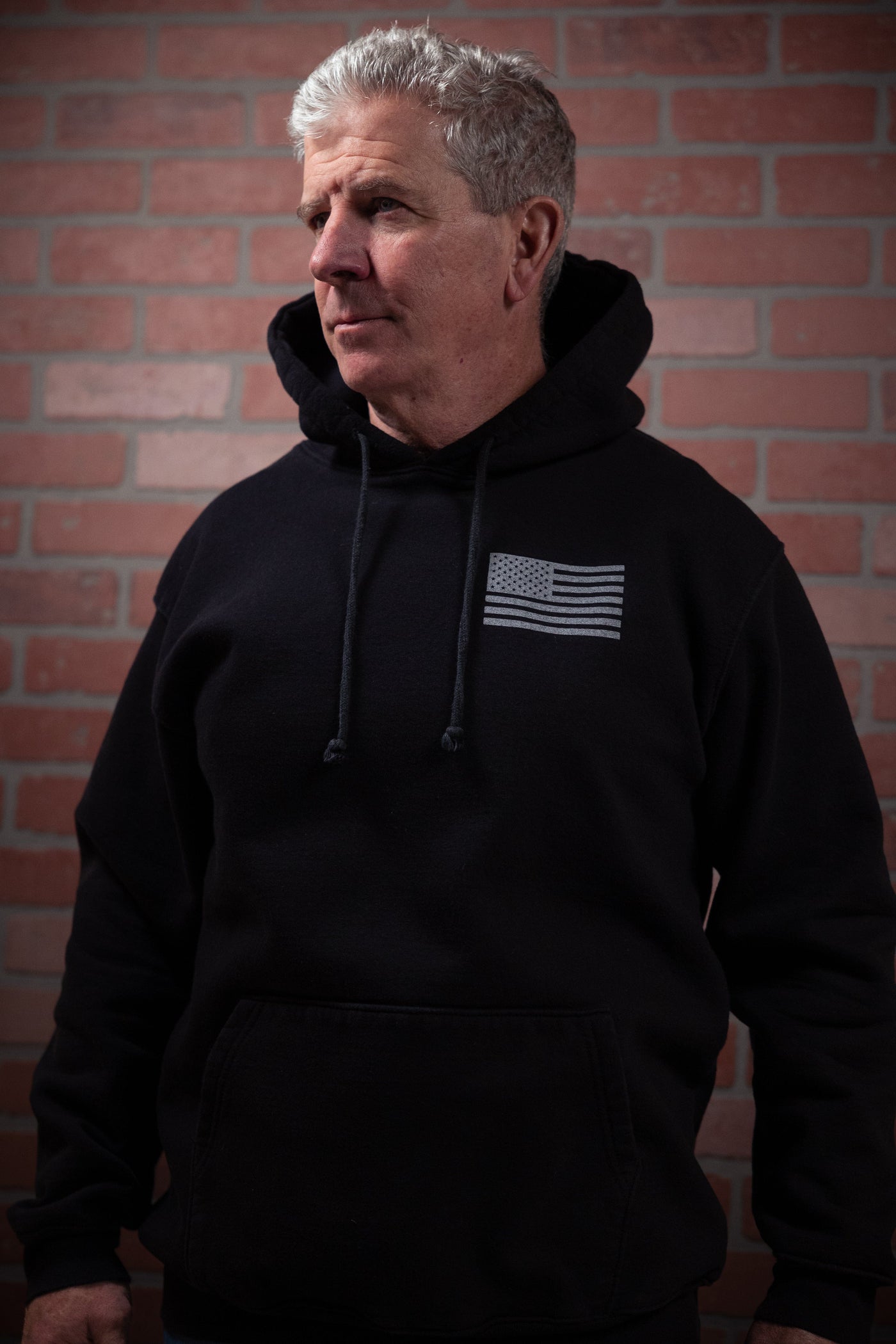 American Flag - Pullover Hoodie Sweatshirt (Black)