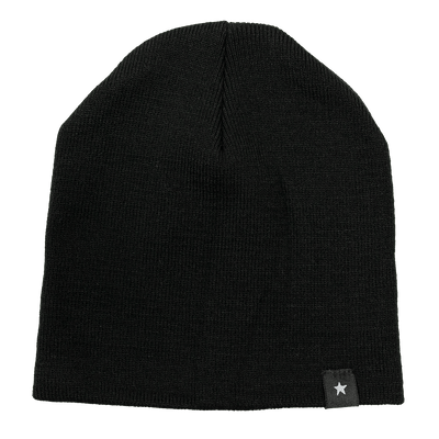 Black Knitted Acrylic 8 inch Beanie, Made in USA